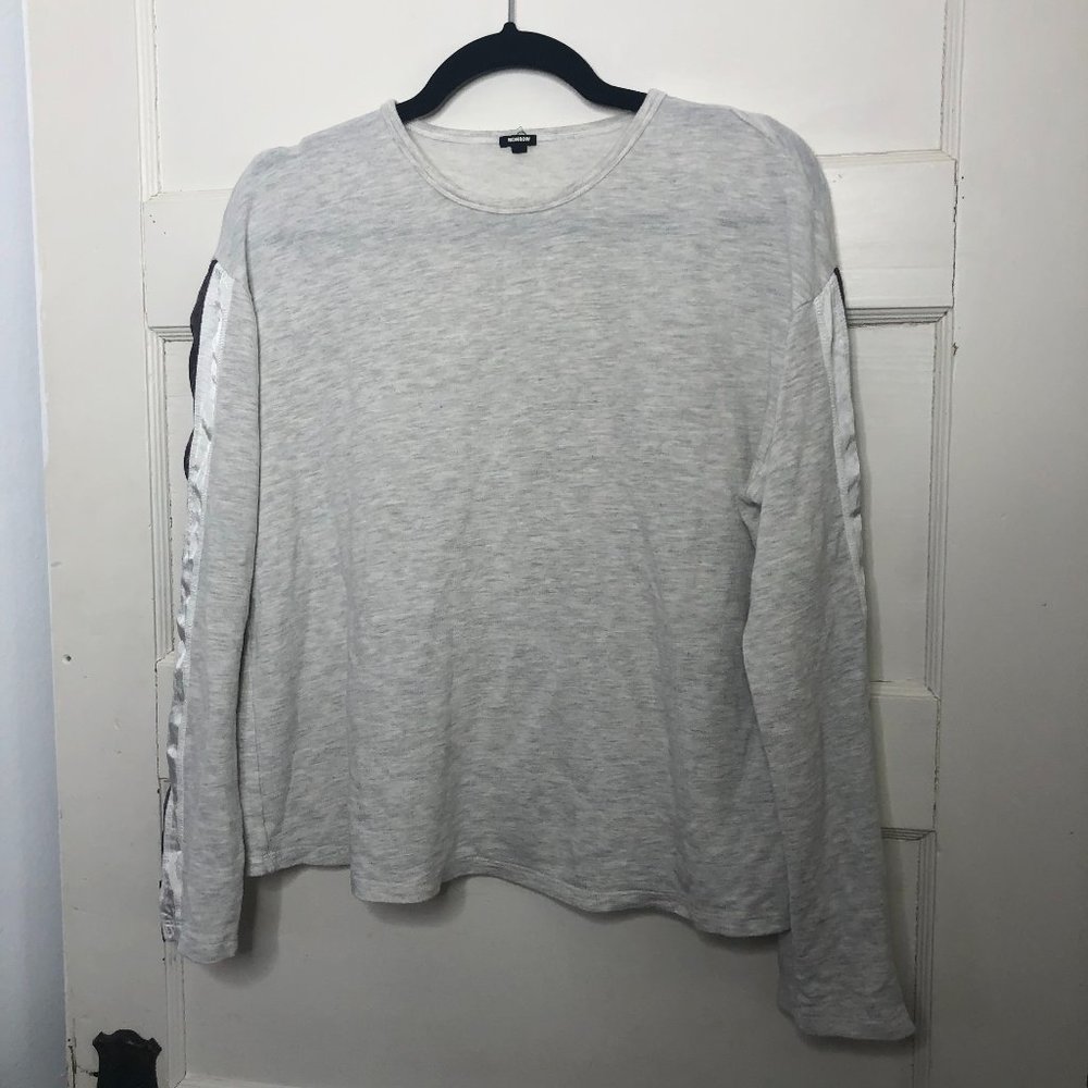 Monrow Cream Top White and Purple Silk Inlay